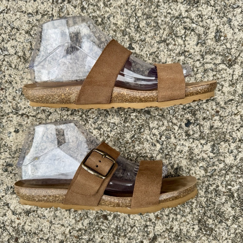 Yokono‎ Women's Sz 8 Brown Tan Leather Two Strap Slide On Sandal Made In Spain - Picture 7 of 15